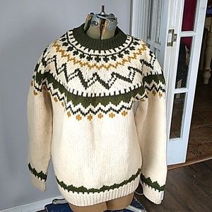 VTG Y2K FAIRISLE 100 % PERCENT WOOL SKI SWEATER WOMANS L